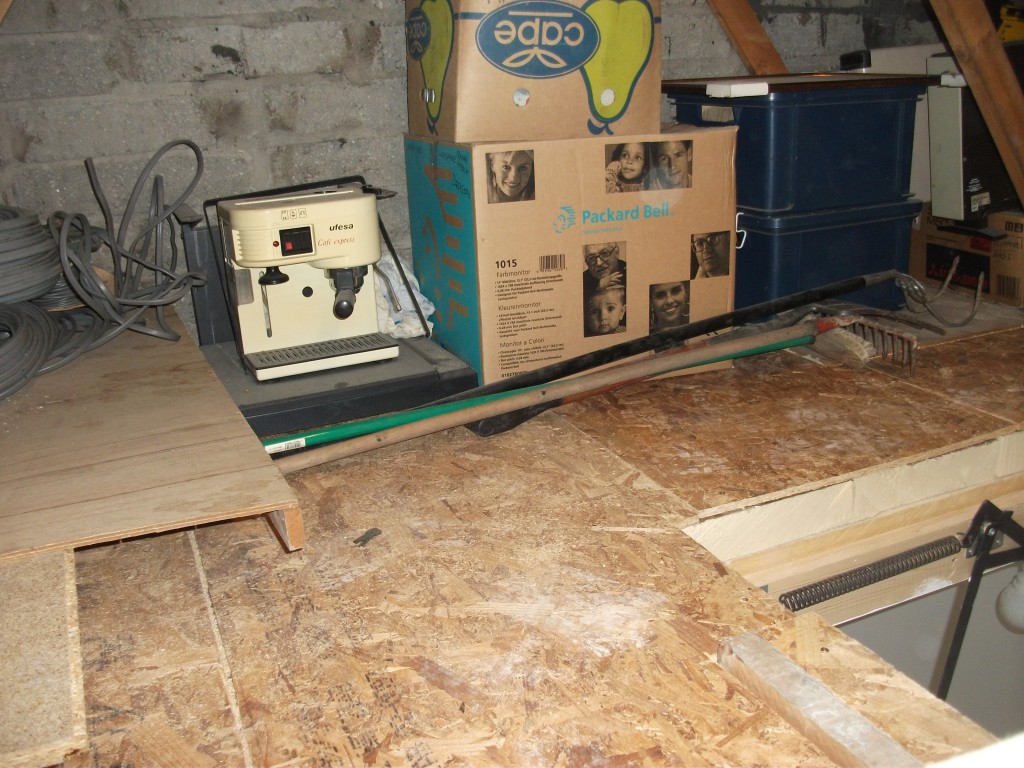 attic insulation + storage area 