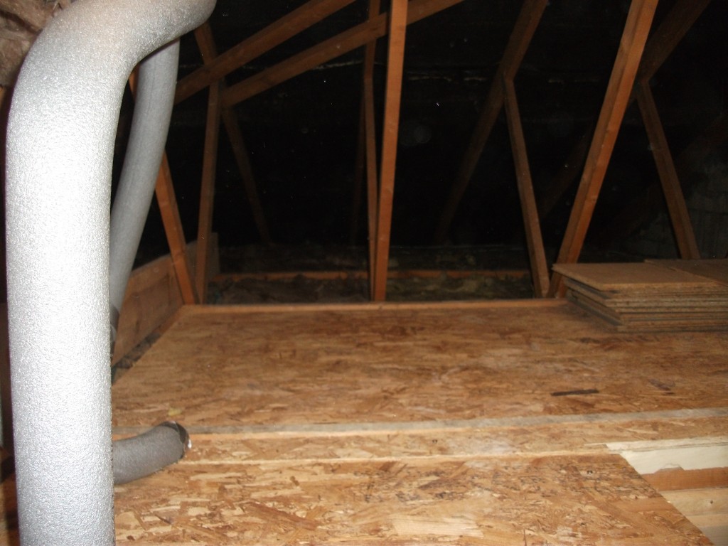 attic insulation + storage area 